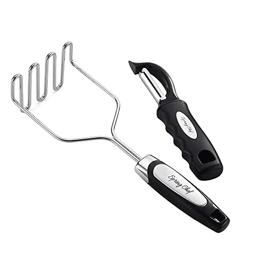 Spring Chef Stainless Steel Potato Masher with Easy to Use and Clean Wire Head Best for Mashed Potatoes