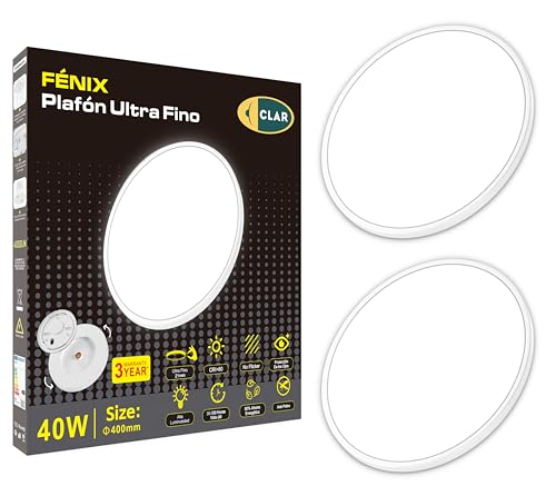CLAR - Plafón Led Techo 40 Cm, Plafón Led Techo 40W, Lámparas De Techo Salón, Plafón Salón, Plafones Para Techo Led, Plafón Led Techo Cocina, Blanco Neutro 4000ºK, 40W (Pack 2)