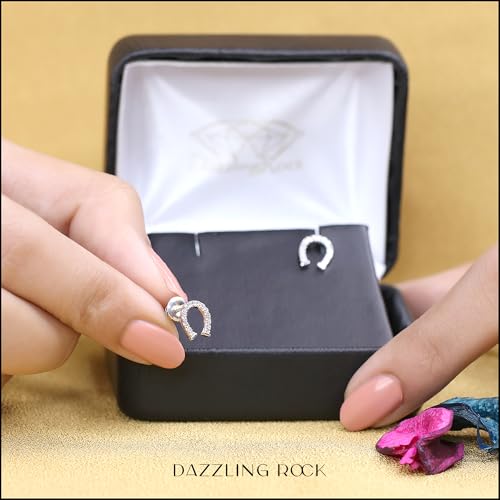 Dazzlingrock Collection Round White Diamond Horse Shoe Stud Earrings for Her (0.10 ctw, Color I-J, Clarity I1-I3) in Solid Gold3