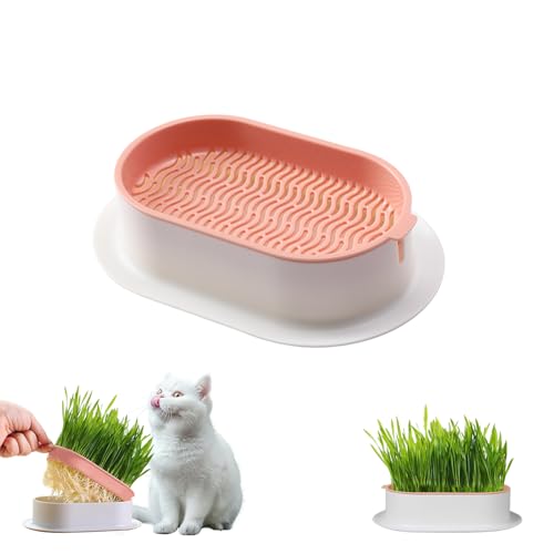 Cat Grass Planter, Hydroponic Cat Grass Kit with Germination Tray, Soil-Free Cat Grass Tray for...