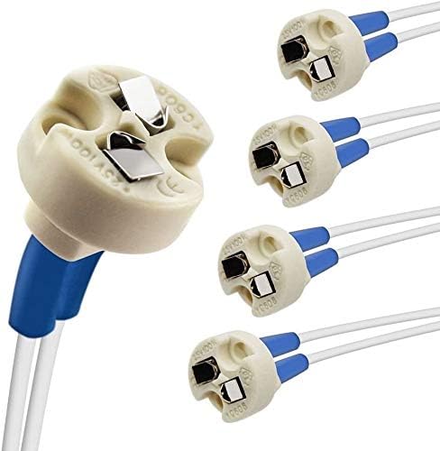G4, GU5.3 Bi-Pin Ceramic Base Socket, MR16, MR11 Halogen Incandescent LED Bulb Holder Wire Connector, White, Pack of 5