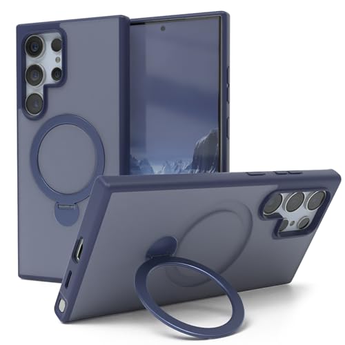 Coque Galaxy S24 Ultra antichoc avec anneau 360 de protection contre les rayures bleu nuit