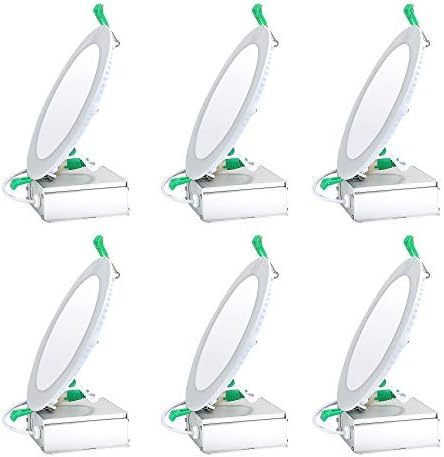SAYHON 12W 6-inch Ultra Thin Led Recessed Ceiling Light with Junction Box,3000K Warm White Dimmable Lighting Kit Fixture Retrofit Downlight,100W Equivalent for Hallway/Bedroom/Home/Offices,Pack of 6