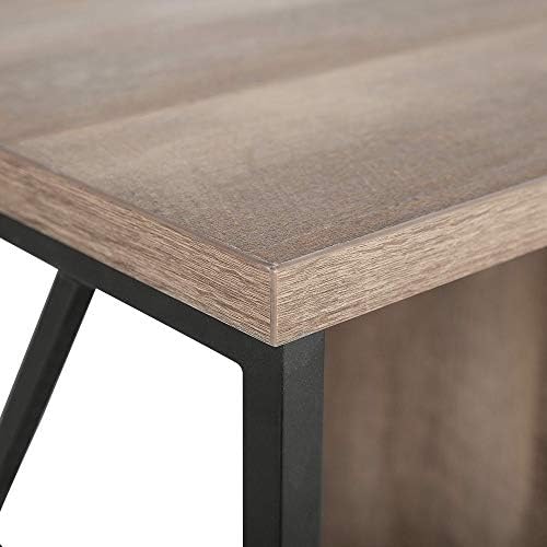 Modern Industrial TV Stand Open Shelves Dark Wood Finish Metal Frame Forres