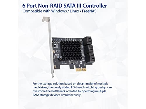 Image of IO CREST 6 Port SATA III to PCIe 3.0 x1 Non-RAID Expansion Card JMB575 JMB582 Low Profile Bracket (SY-PEX40166)