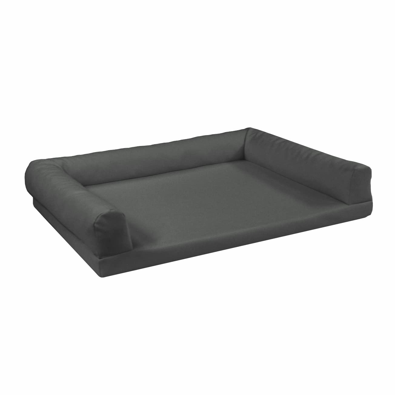 Juelle Orthopädisches Hundebett aus Kunstleder Sofa mit Matratze für große Hunde Abnehmbare Abdeckung, Waschmaschinenwaschbar, Lord L-XXL (100x75cm, Dark Asche)