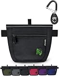 Gobeigo Dog Treat Pouch and Training Clicker, Upgrade Two Magnetic Closure to Prevent Spills, 2 Cup Treat Bag with Poop Bag Dispenser, Metal Clip Waist Belt Fanny Pack for Pet Walk (Black)