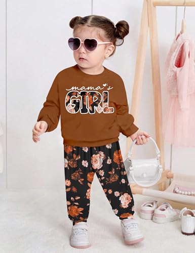 Image of Toddler Girl Clothes Fall Winter Outfits Wild Hair Don't Care Highland Cow Sweatshirt Pants Western Cowgirl Outfit