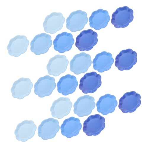 SEWACC 40個花型グラデーションブルー紙製ケーキプレート 誕生日 結婚式 ベビーシャワー用多目的パーティーデザート皿 使い捨ておしゃれペ