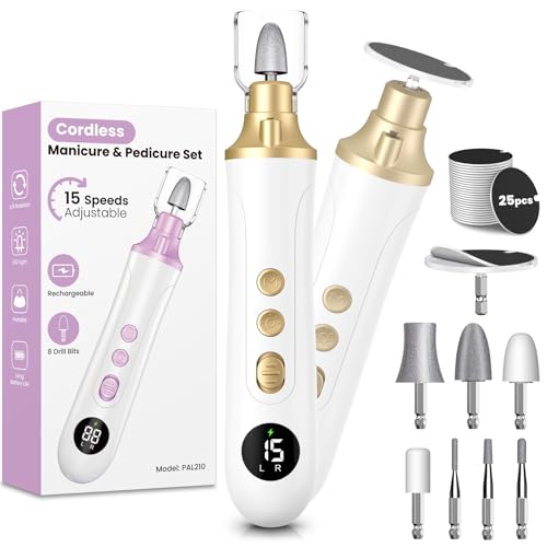 Kit manucure pedicure rechargeable 15 vitesses avec ecran numerique LED