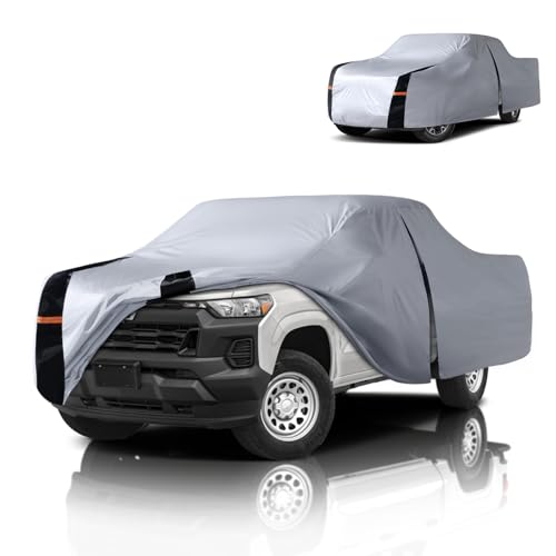 Multi-Layer Chevy Colorado Truck Cover, Custom fit Colorado 2003-2026 Extended/Crew Cab SB(5'-6.1') Car Cover Waterproof All Weather, Full Exterior Cover Rain Wind and UV Protection with Door Zipper