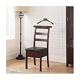  Servomuto con Seduta Appendiabiti da Terra in Legno Massiccio Indossatore da Camera Porta Abiti con Staffa per Pantaloni E Gruccia per Camicia (Color : Walnut Wood, Size : 48.2x60.9x109.2cm)