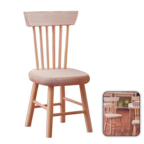 KAYLRE Jouet en Bois Meubles pour Maison de Poupée - Ensemble de Mobiliers de Chambre des Enfants Miniature-Chaise