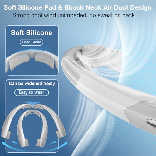 Image of Hionly AI Neck Fan, 6 Speeds Adjustable Portable Personal Fan Rechargeable, 6000 mAh Battery Faster Cooling Wearable, Ultra Quiet for Home, Office, Travel, Outdoor