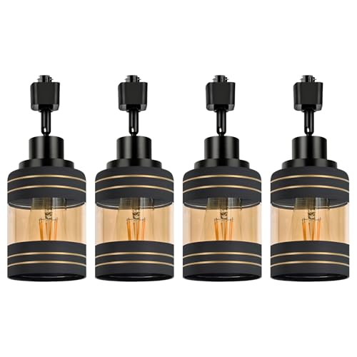 4-Pack Black H Track Light Heads