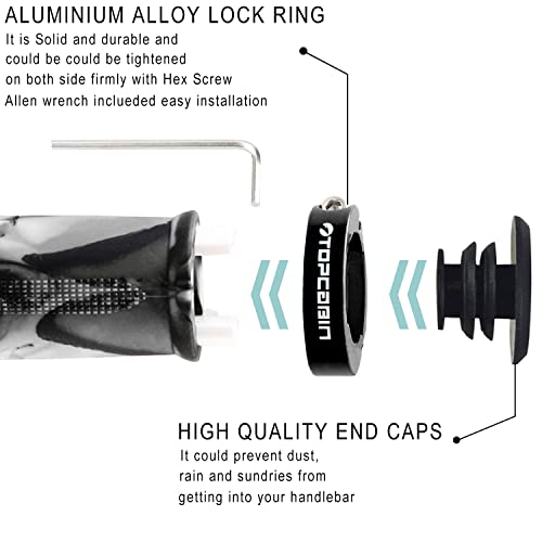 Image of TOPCABIN Ergonomic Bike Grips - Widen Holding Rubber Grips with Aluminum LockGrips for Mountain & Road Bikes