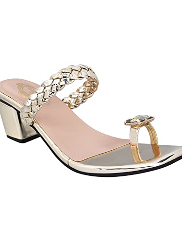 Image of Shoetopia girls Heel-304 Golden Heeled Sandal - 3 UK (Girls-Heel-304-Golden)