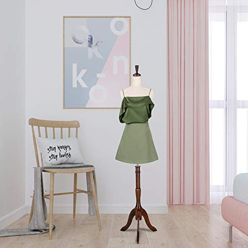 Bonnlo Upgraded Female Dress Form, Mannequin Torse Body With Adjustable Rubber Wood Stand For Dress Jewelry Display (White, 2-4) #TOP2