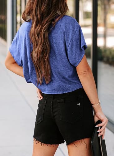 Image of UNCLECAT Womens Cropped T Shirts Summer Basic Short Sleeve Crop Tops | Crew Neck, Cute, Solid, Loose Fit, Casual, Going Out, Trendy Clothes, Daily Wear, Workout, Vacation