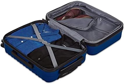 Amazon Basics Hardside Luggage Carry-On / Cabin Size ABS Hard-Shell Suitcase with 4 Wheels approved for most Airlines - 55cm / 20 inches, Navy Blue