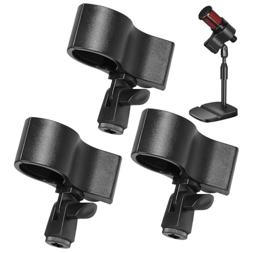 Clip de micrófono para soporte de micrófono, accesorios de micrófono, paquete de 3 engranajes de abrazadera ajustables para grabación de escenario, iglesia, computadora, entrevista, laptop, móvil