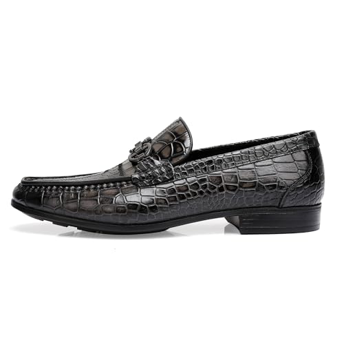 Classical Leather Alligator Printed Slip on Loafers, Fashion Dress Shoes Bit Loafers Buckle for Men4