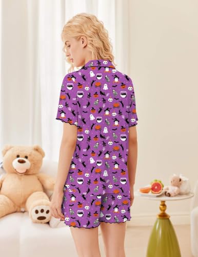Image of Ekouaer Button Up Pajamas for Women Set Ribbed Knit Pjs 2 Piece Lounge Set