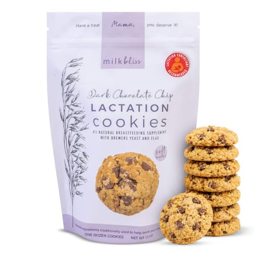 Image of MilkBliss Dark Chocolate Chip Oatmeal Lactation Cookies with Brewers Yeast for Breastfeeding and Breastmilk Supply Increase-12 oz