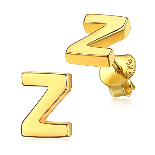 Small Letter Z Stud Earrings for Little Babe Fashion Plain Silver Ear Jewelry Friendly to Sensitive Ears-Gold