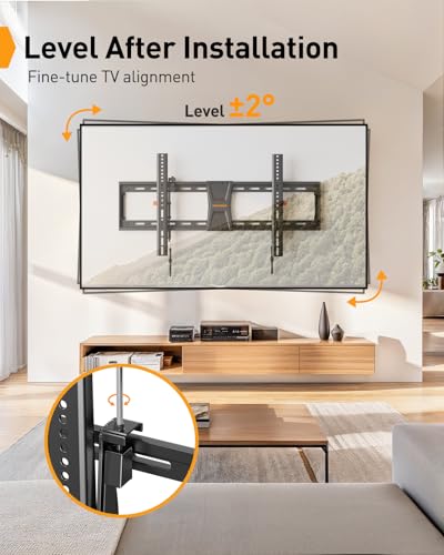 Image of Perlegear Tilting TV Wall Mount for 50-90 TVs with Leveling Adjustment, Max VESA 800x400mm，Fits Most 65 75 85 86 Inch Low-Profile TV Mount Wall Bracket up to 132 lbs, Fits 12 inch /16 inch /18 inch /24 inch Studs