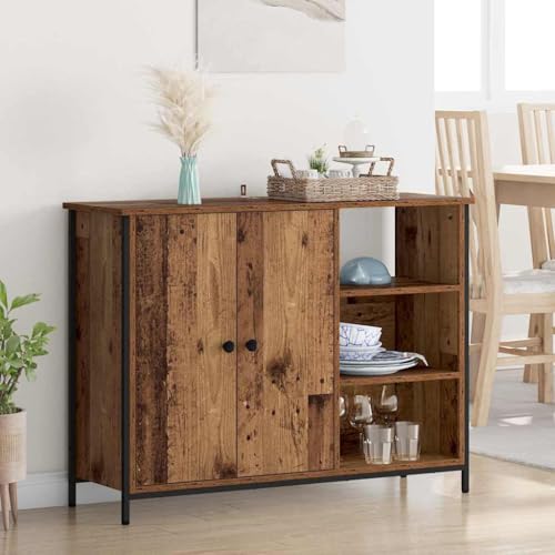 Vitrina madera aparador marrón de 100x33x75 cm para muebles de salón 2