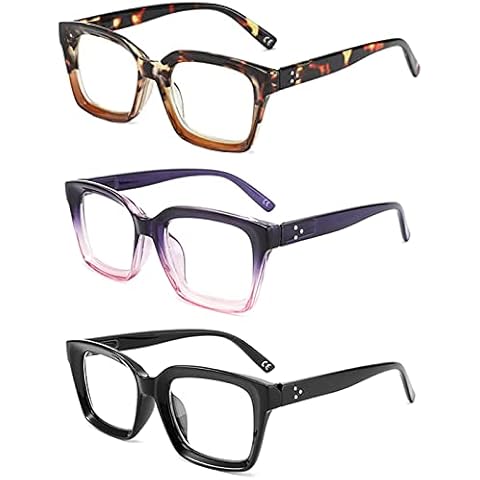 Hubeye Gafas de Lectura de Montura Grande con Lentes Anti-Luz Azul y Funda Cover