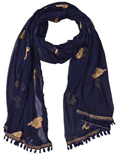 Image of YOUTHQUAKE Golden Patti Embroidered Work Chiffon Dupatta for Womens & Girls with Jaalar Lace