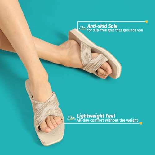 Image of YOHO Flats for Women | Lightweight, Anti-Skid, Cushioned Footbed Flip Flops | Casual & Fashionable for Everyday Use EVA Sandals 002