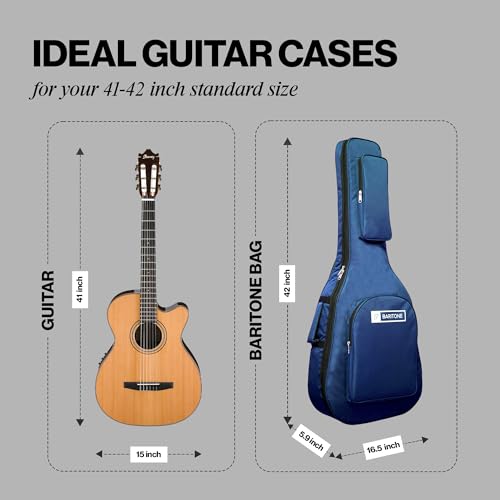 Image of Baritone Nylon Luggage Acoustic Guitar Gig Bag Cover Padded For All Guitar Like Yamaha FS80C, F280, F310, F370, F620, APX600, CPX600 (Blue)