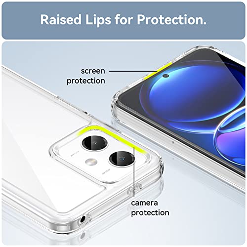 Phone Case For Xiaomi Redmi Note 12 Drop Protection Hard Acrylic Case Soft Tpu Bumper [Guard From Scratch/Drop/Fingerprint] Clear Back Colorful Bumper Slim Phone Cover For Redmi Note 12-Crystal Clear #TOP3