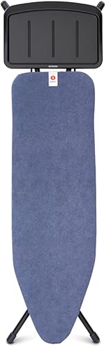 Brabantia Tabla de planchar tamaño B (49 x 15 pulgadas), 7 opciones de altura, soporte de descanso de unidad de vapor sólido (azul tenim) pies