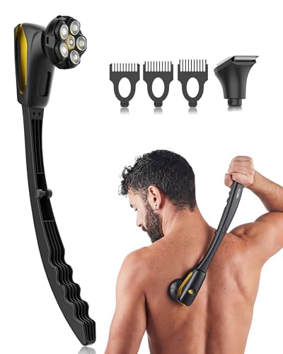 Back Shaver for Men: Long-Reach Foldable Handle Electric Back Razor for Men with 6D Smooth & Safe...