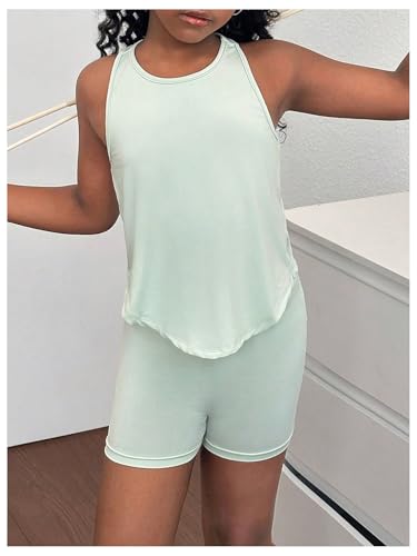 Image of BEAUDRM Girl's 2 Piece Workout Outfits Crop Top and Shorts Athletic Sets | Activewear Sets,Dance Sets,Tumbling Outfits,Hip Hop Dance Outfits,Cheer Practice Outfits for Girls