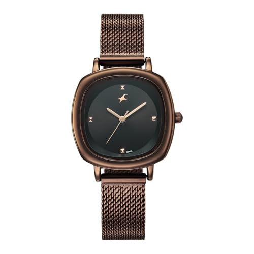 Image of Fastrack Stunners XI with Quartz Analog Black Dial Brown Stainless Steel Strap Watch for Women - 68065QM02