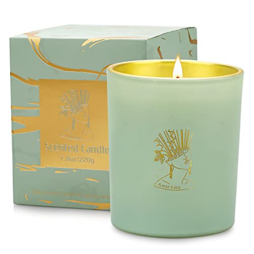 Bougie Parfumée de Sauge Lavande 220g Cire de Soja Bougie en Pot Parfum d'ambiance Aromathérapie pour Elle Coffret Cadeau pour Maman ou Femme Jusqu’à 55 Heures de Combustion Cover