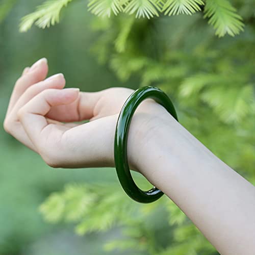 Bracelet en jade vert glacé de style chinois jonc traditionnel de 62 mm - 4