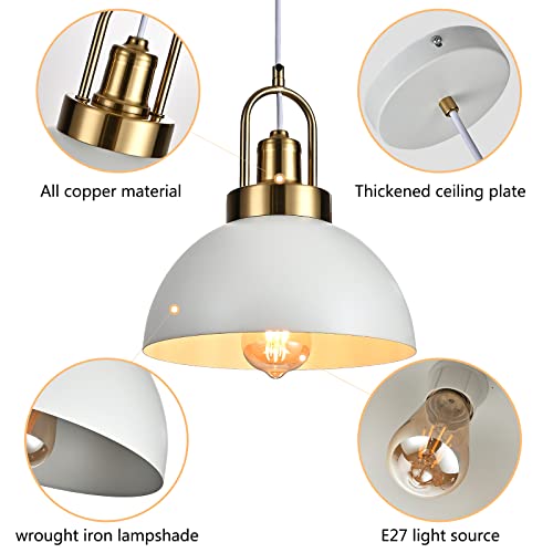 Vintage Pendant Light Fixture 9.84'' Rustic White Farmhouse Pendant Lighting Fixture Retro Dome Pendant Lamp Wire length 78.74'' for Kitchen Island, Dining Room, Hallway, Bedroom, Living Room - Image 3