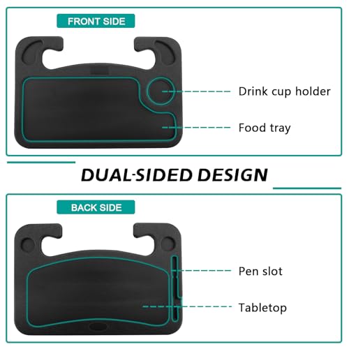 Auto Lenkrad Tisch,Multifunktionaler Lenkrad Schreibtisch, Tragbare Lenkrad Tisch,Tragbarer Laptop Tablett, Esstisch & Organizer für die meisten Fahrzeuge, Schwarzer Autotisch für Arbeiten, Essen & Re