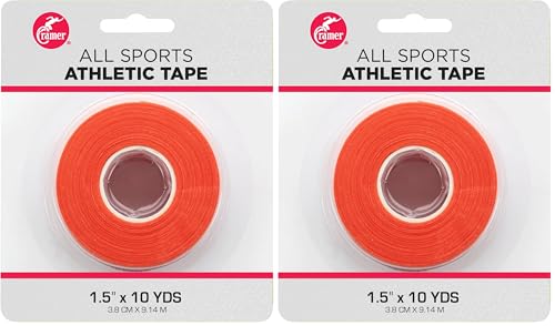 Image of Cramer Team Color Athletic Tape, Easy Tear Tape for Ankle, Wrist, & Injury Taping, Protect & Prevent Injuries, Promote Healing, 1.5 inch X 10 Yard Roll, Colored AT Tape, Orange, Single Roll (Pack of 2)