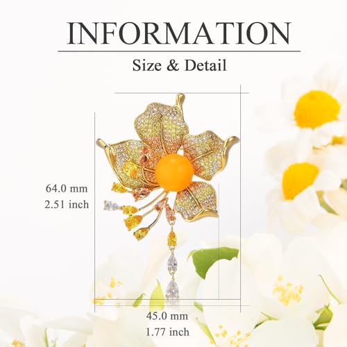 Image of Flower Brooch for Women Rhinestone Flower Brooch Pins Floral Brooches Jewelry Gift for Mom Wife