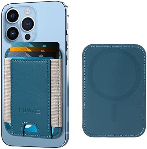Magnetic Card Wallet Holder for Apple Magsafe, Magnetic Wallet for iPhone 12 iPhone 13/14 Magsafe Wallet, Magnetic Leather Wallet for Back of iPhone 14/13/12 Series, Fit 6 Cards,Navy Blue