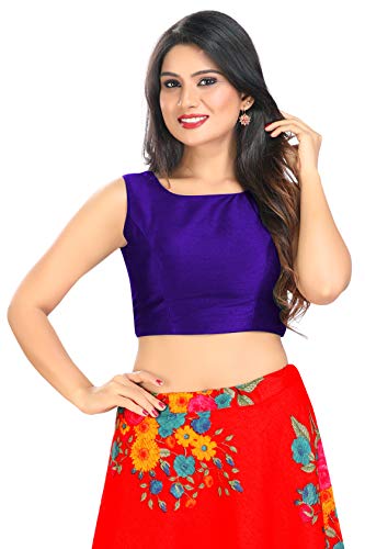 Image of Vamas Women's Silk Solid Sleeveless Readymade Saree Blouse (VFJ-45)