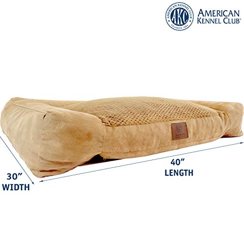 American Kennel Club Tan Memory Foam Extra Large Sofa Dog Pet Bed, Tan Popcorn Fur, Model: Akc-1882 Tan #TOP1