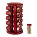 Relaxdays Gewürzkarussell, mit 20 Gewürzgläsern, 360° drehbar, Edelstahl & Glas, HxD 34 x 21 cm, rundes Gewürzregal, rot